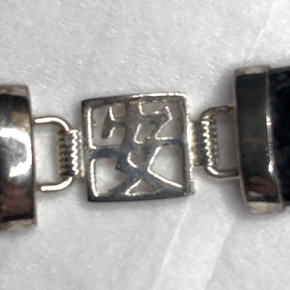 Black Jade and 925 Sterling Silver Bracelet, Asian Characters, Chinese - Picture 13 of 15
